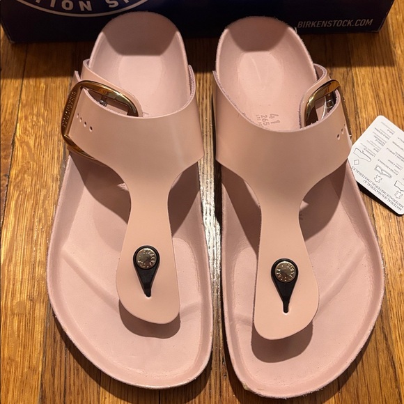 Birkenstock Gizeh Big Buckle High Shine Light Rose Leather Reg Womens US 10 WD - Picture 2 of 4